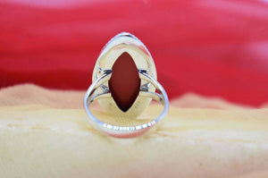 Red Coral Silver Ring