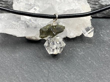 Load image into Gallery viewer, Rough Moldavite With Herkimer Diamond And Necklace