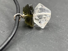 Load image into Gallery viewer, Rough Moldavite With Herkimer Diamond And Necklace