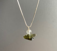 Load image into Gallery viewer, Natural Raw Moldavite &amp; Libyan Desert Glass Bead Pendant Necklace