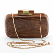 Load image into Gallery viewer, SanoTea Wood Evening Sling Clutch Bag Teak Handmade