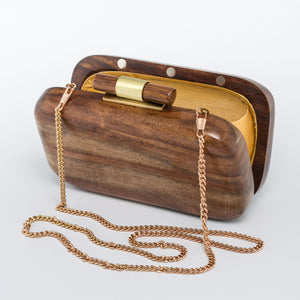 SanoTea Wood Evening Sling Clutch Bag Teak Handmade