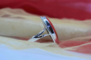 Red Coral Silver Ring